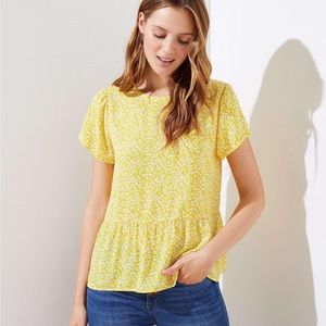 Loft Floral Cutout Back Peplum Top